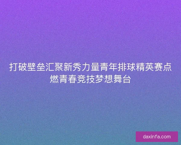 打破壁垒汇聚新秀力量青年排球精英赛点燃青春竞技梦想舞台